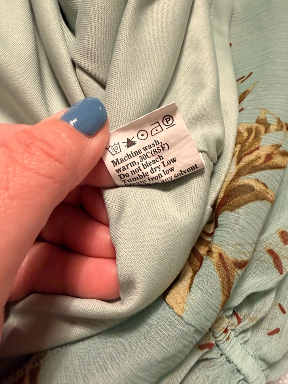 Tie-Front Floral Smocked Mini Dress in Sage Blue - Picture 8 of 8